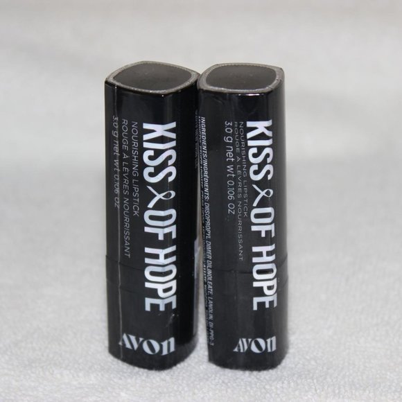 2 LOT NEW & SEALED AVON KISS OF HOPE NOURISHING LIPSTICK RASPBERRY ROSE - Picture 3 of 5